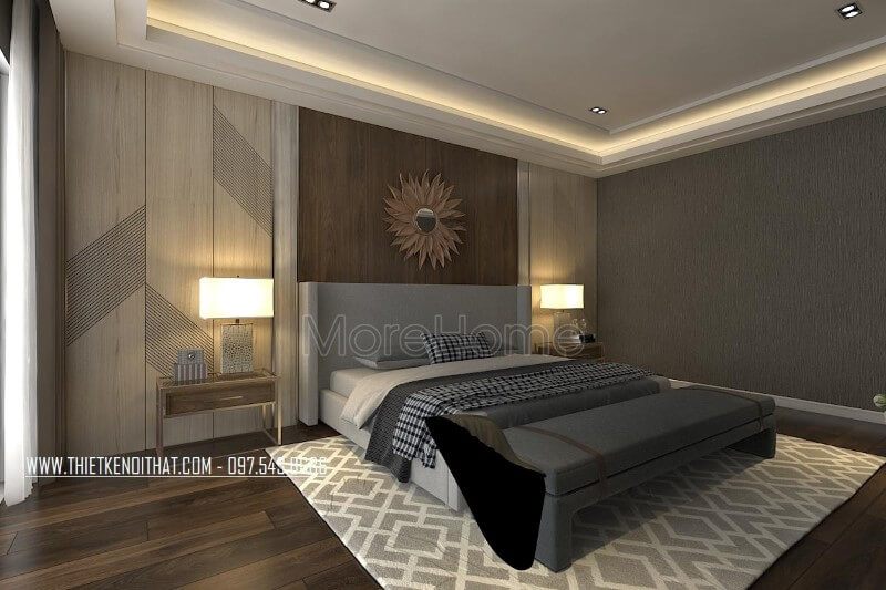 Mẫu giường ngủ bệt bọc vải hiện đại cho phòng ngủ nhà phốchung cư